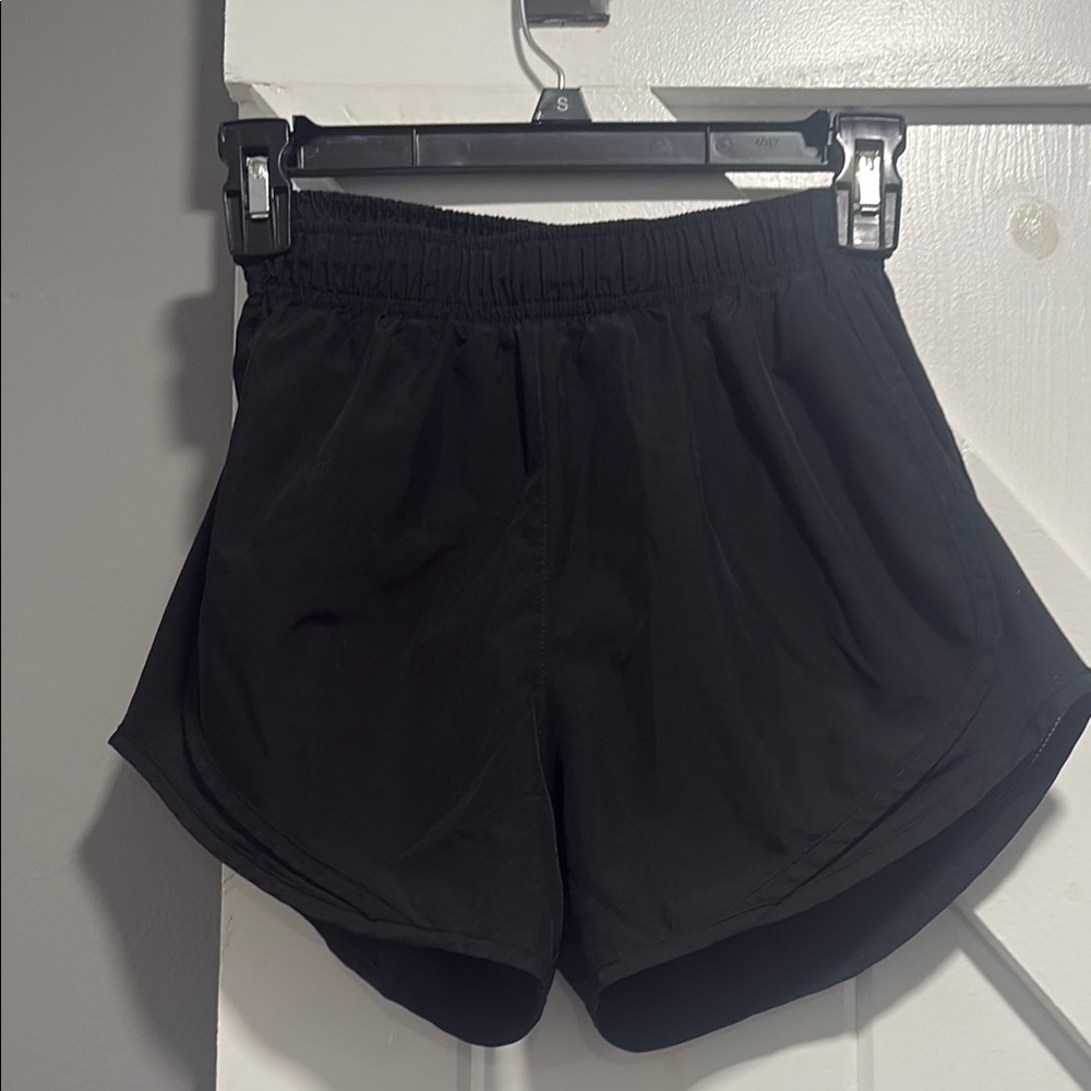 Nike Black Athletic Shorts with Elastic Waistband and Built in Underwear